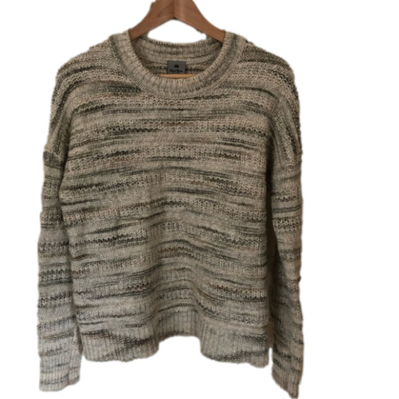 Chunky Knit Cotton Wool Blend Crew Neck Pullover Sweater Large - Picture 2 of 9